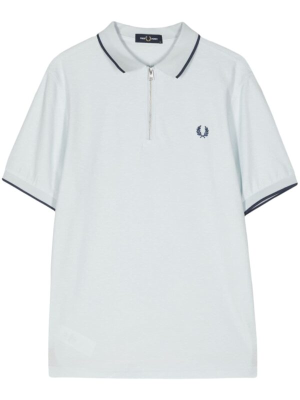 Fred Perry logo-embroidered zip-neck polo shirt
