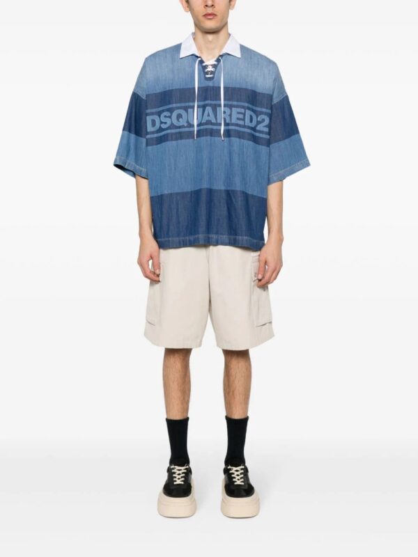 DSQUARED2  logo-print denim polo shirt - Image 2