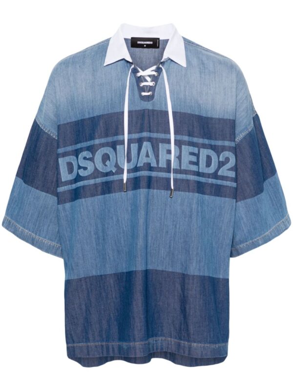 Dsquared2 logo-print denim polo shirt