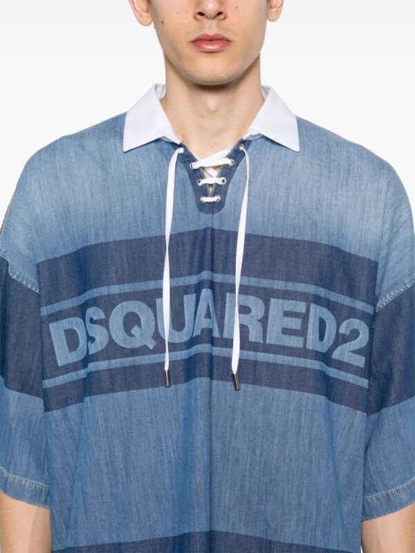 Dsquared2 logo-print denim polo shirt - Image 5
