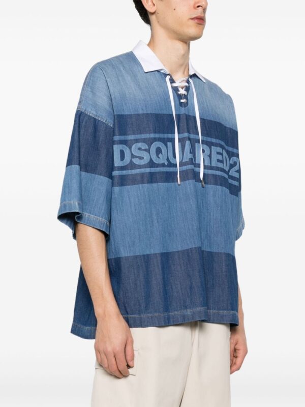 Dsquared2 logo-print denim polo shirt - Image 3
