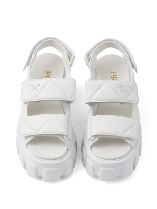 Prada  triangle-logo quilted leather sandals - Image 4