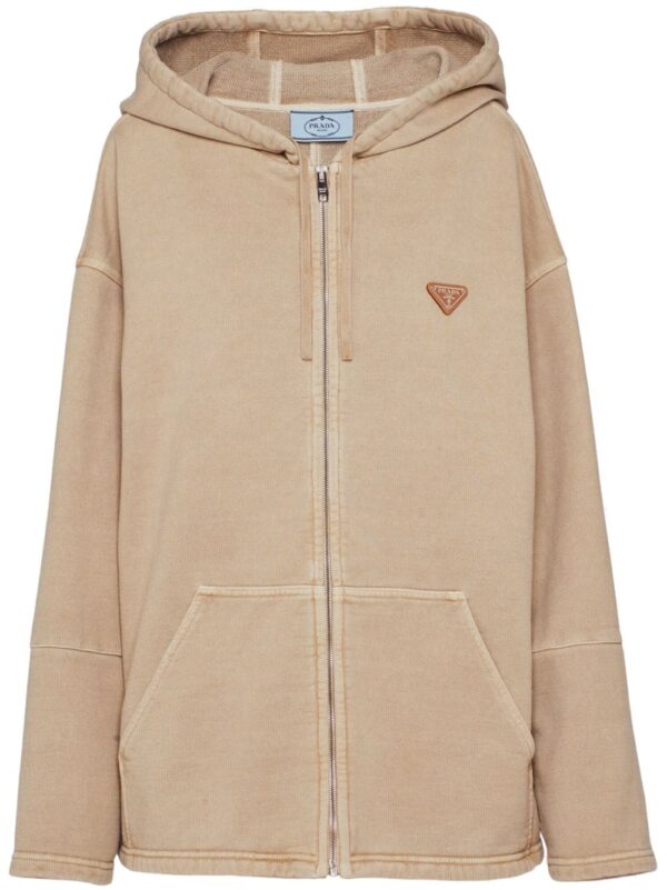 Prada logo-patch cotton fleece hoodie