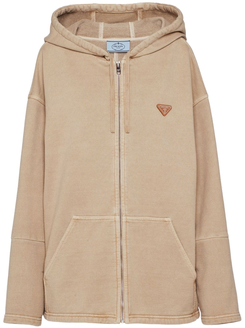 Prada logo-patch cotton fleece hoodie