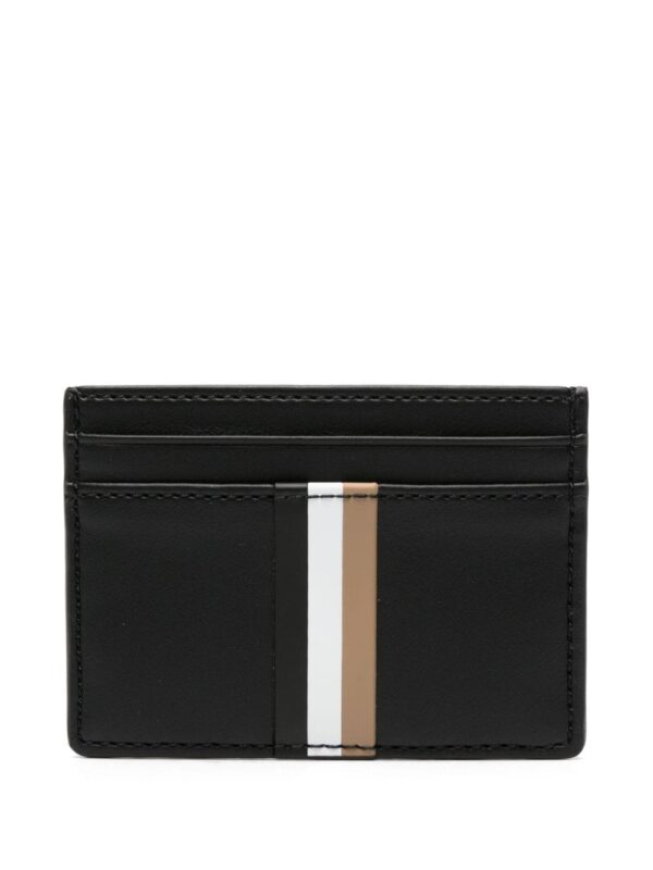 BOSS stripe-detail leather cardholder
