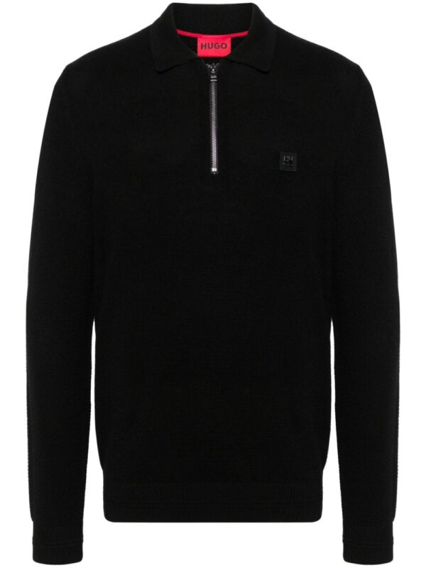 HUGO appliqué-logo waffle-knit polo shirt