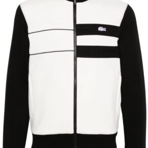 Lacoste  logo-patch panelled zip-up sweatshirt