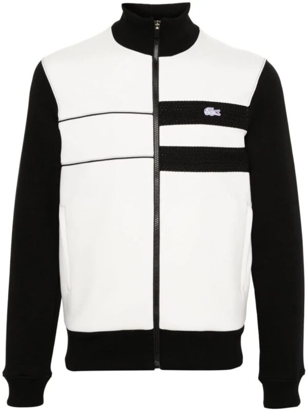 Lacoste  logo-patch panelled zip-up sweatshirt