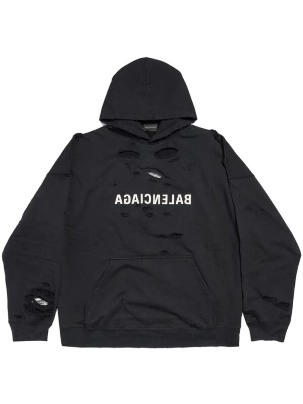 Balenciaga  Mirror distressed cotton hoodie