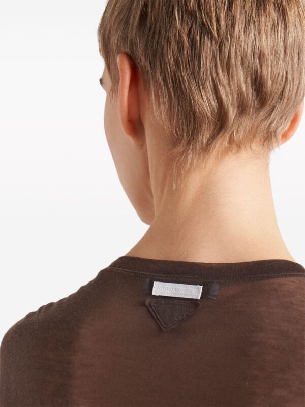 Prada  semi-sheer chambray T-shirt - Image 4