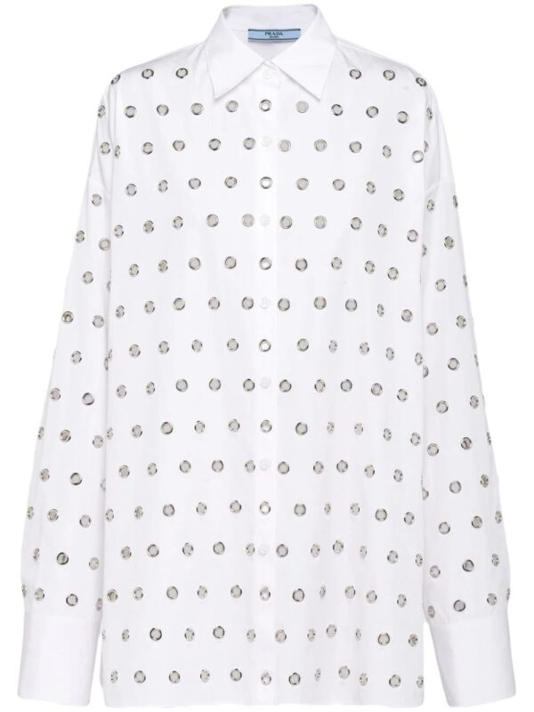 Prada  eyelet-embellished cotton shirt