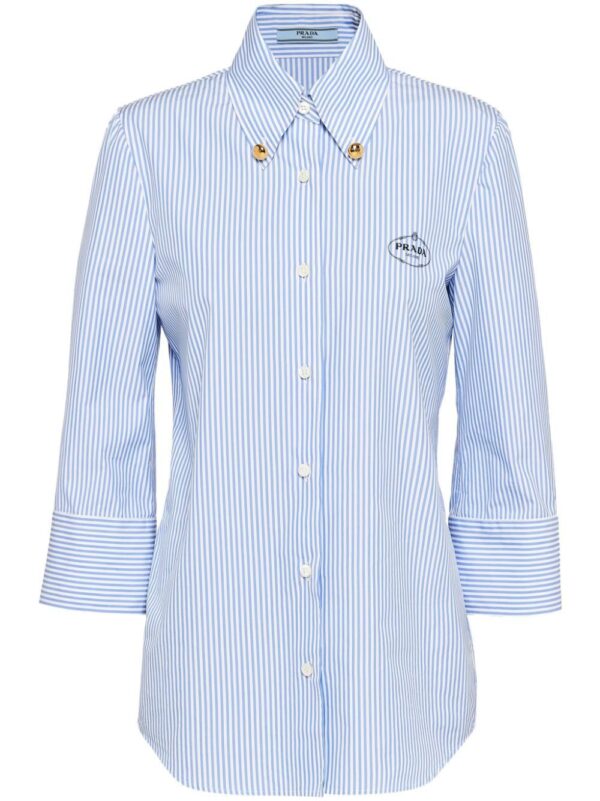 Prada logo-embroidered striped shirt