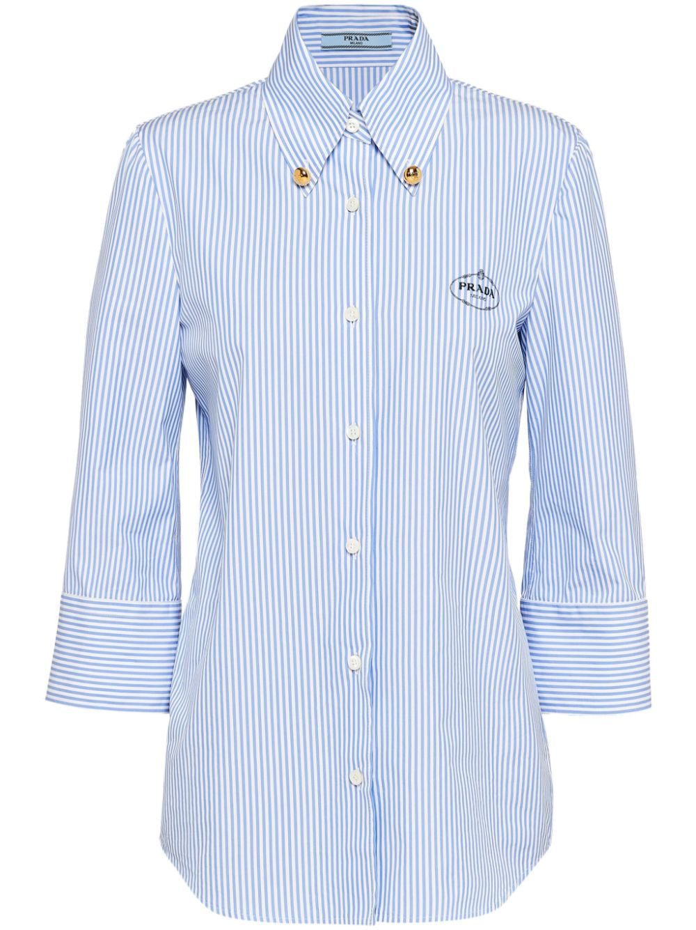 Prada logo-embroidered striped shirt
