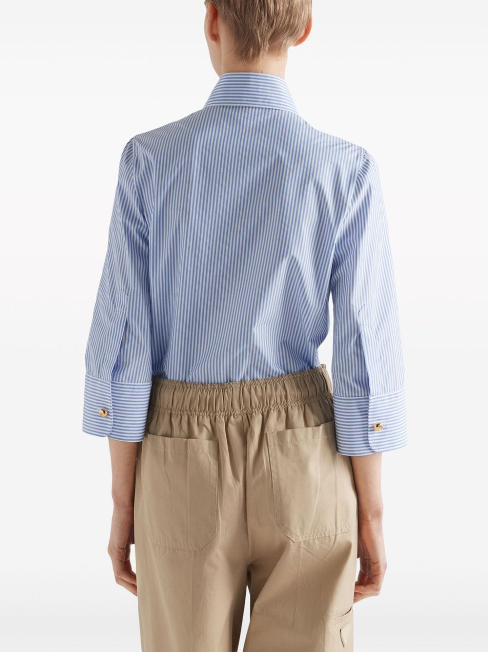 Prada logo-embroidered striped shirt - Image 4