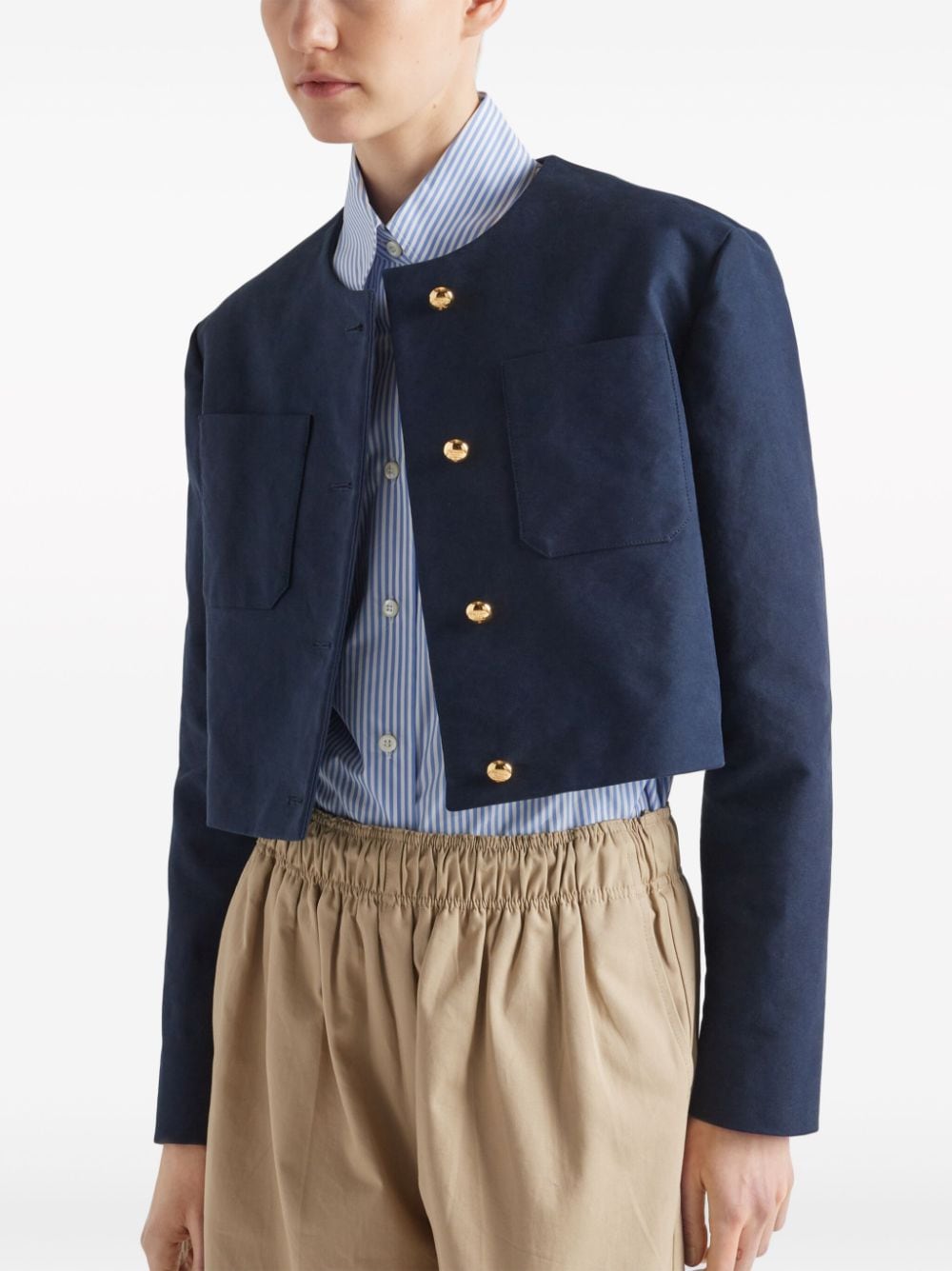 Prada logo-embroidered striped shirt - Image 3