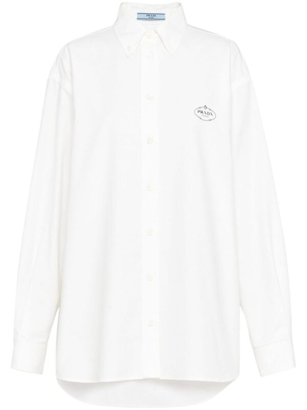 Prada logo-embroidered cotton shirt