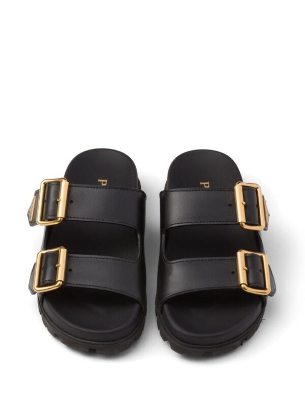 Prada triangle-logo leather slides - Image 4