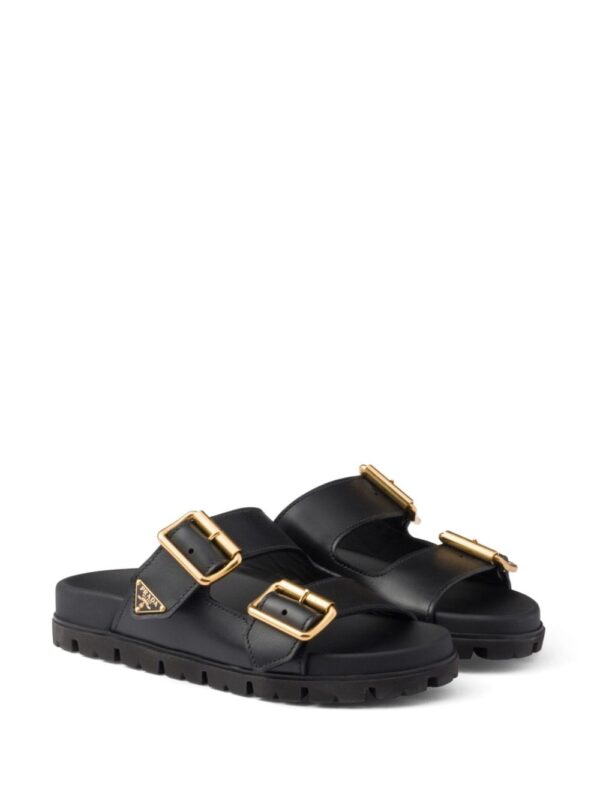Prada triangle-logo leather slides - Image 2