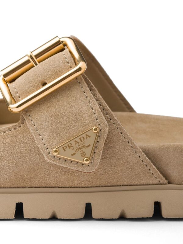 Prada triangle-logo suede slides - Image 5