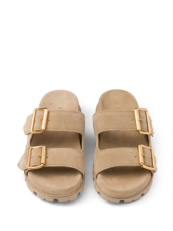 Prada triangle-logo suede slides - Image 4