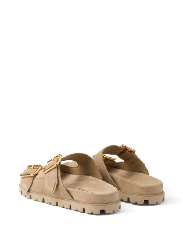 Prada triangle-logo suede slides - Image 3