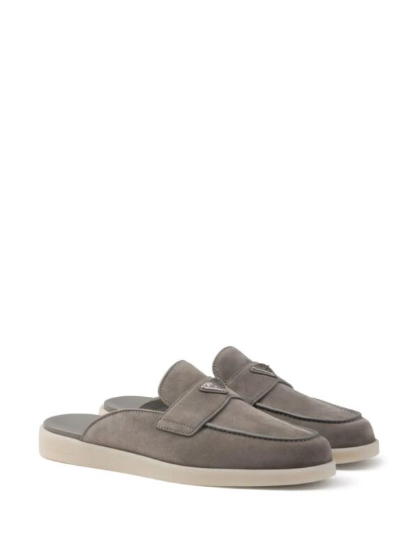 Prada  triangle-logo backless suede loafers - Image 2