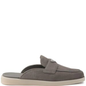 Prada  triangle-logo backless suede loafers