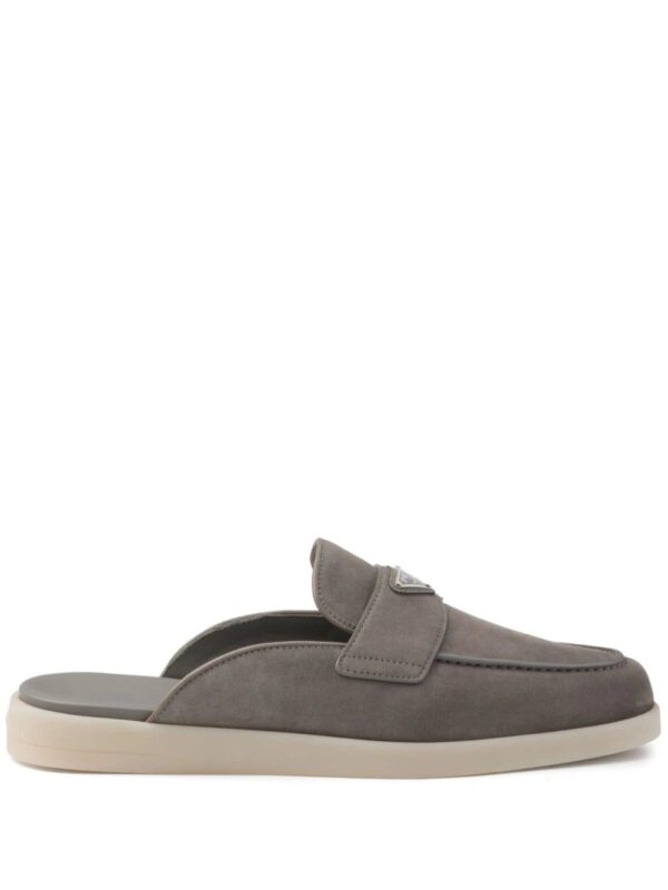 Prada  triangle-logo backless suede loafers