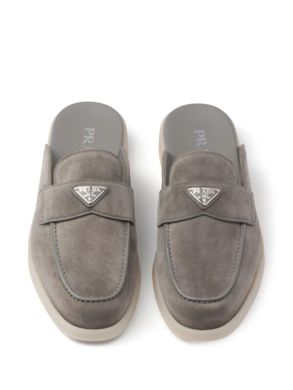 Prada  triangle-logo backless suede loafers - Image 3