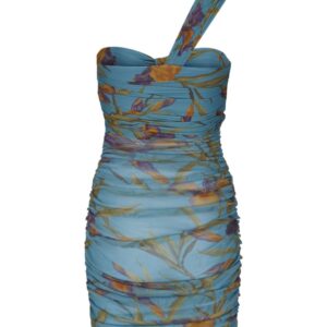 Saint Laurent floral-print one-shoulder dress