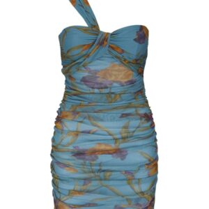 Saint Laurent  floral-print one-shoulder dress