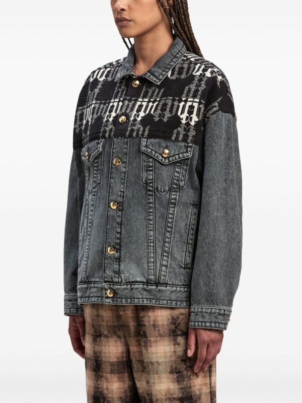 Palm Angels  monogram-jacquard denim jacket - Image 4
