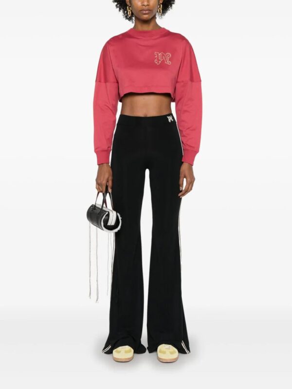 Palm Angels  monogram-embroidered flared trousers - Image 2