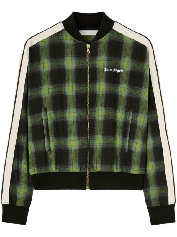 Palm Angels  logo-embroidered plaid bomber jacket