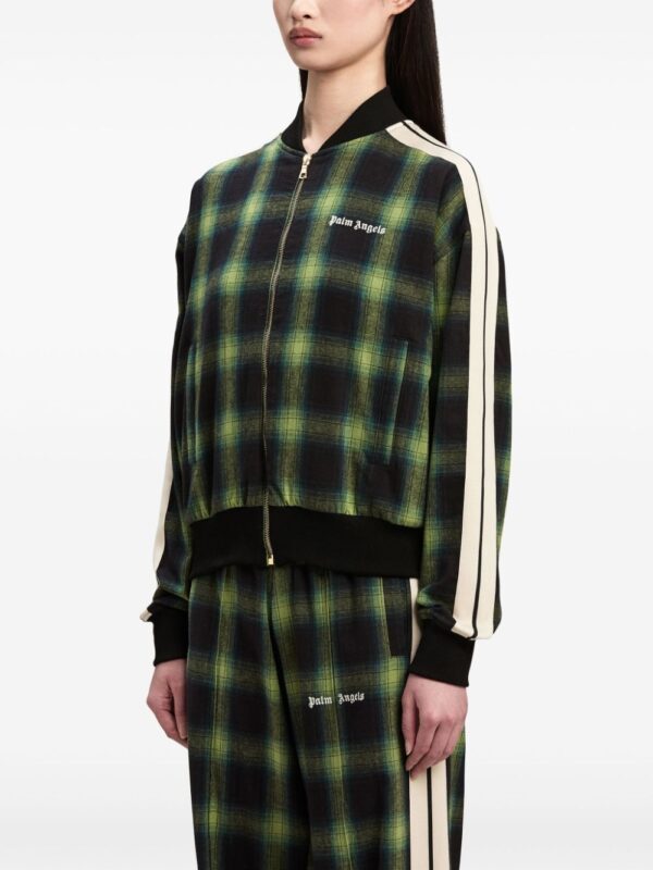 Palm Angels  logo-embroidered plaid bomber jacket - Image 4
