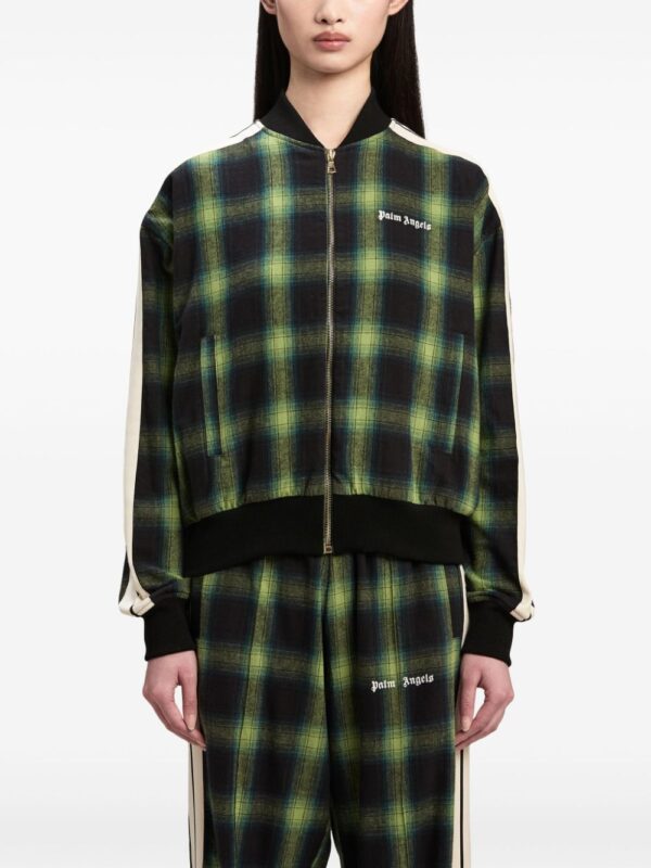 Palm Angels  logo-embroidered plaid bomber jacket - Image 3