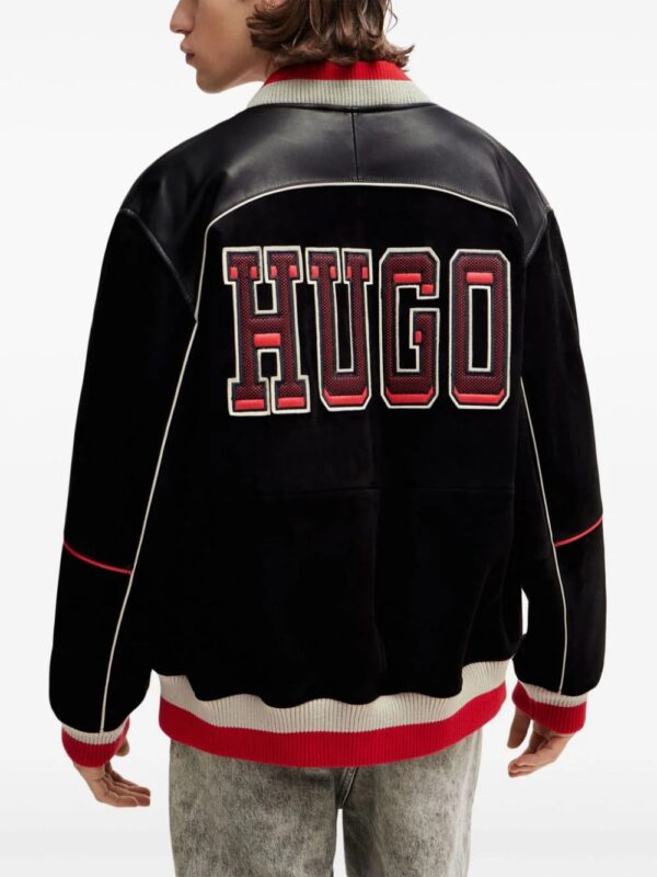 HUGO  logo-embellished leather bomber jacket - Image 4