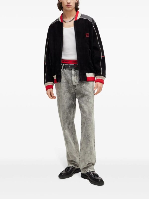 HUGO  logo-embellished leather bomber jacket - Image 2