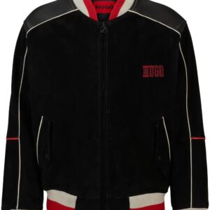 HUGO  logo-embellished leather bomber jacket