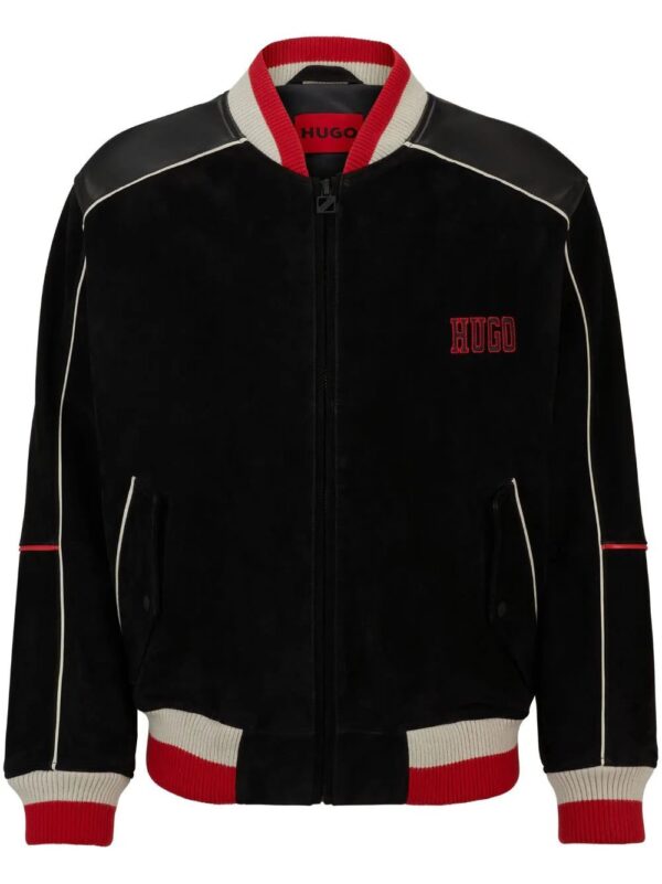HUGO  logo-embellished leather bomber jacket