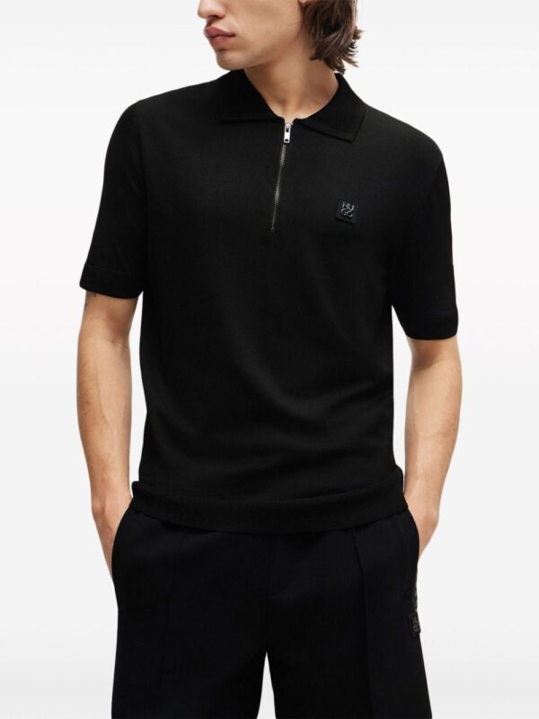 HUGO logo-appliqué zip-up polo shirt - Image 3