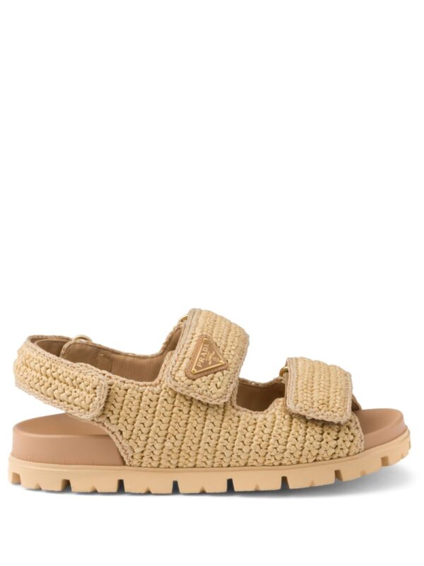 Prada  logo-plaque woven sandals
