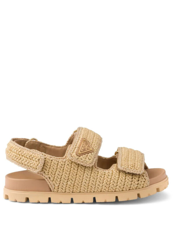 Prada  logo-plaque woven sandals