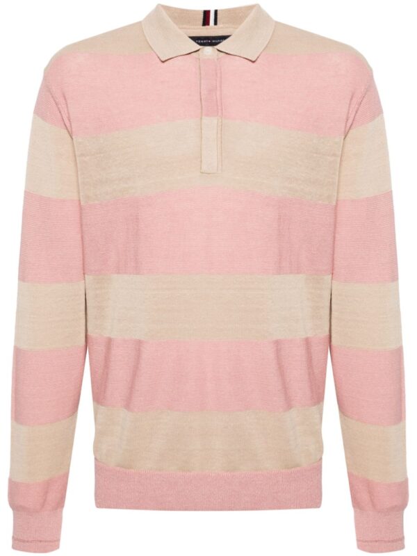 Tommy Hilfiger striped ribbed-knit polo shirt