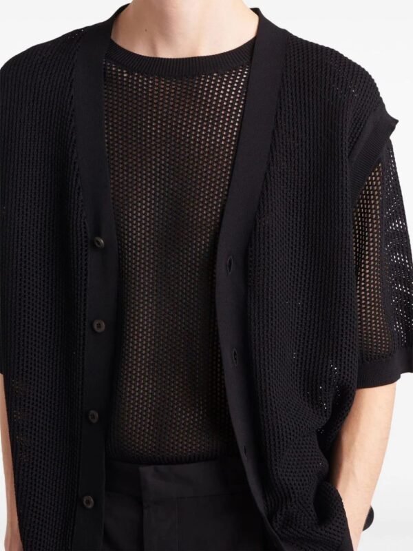 Prada  open-knit V-neck cardigan - Image 4