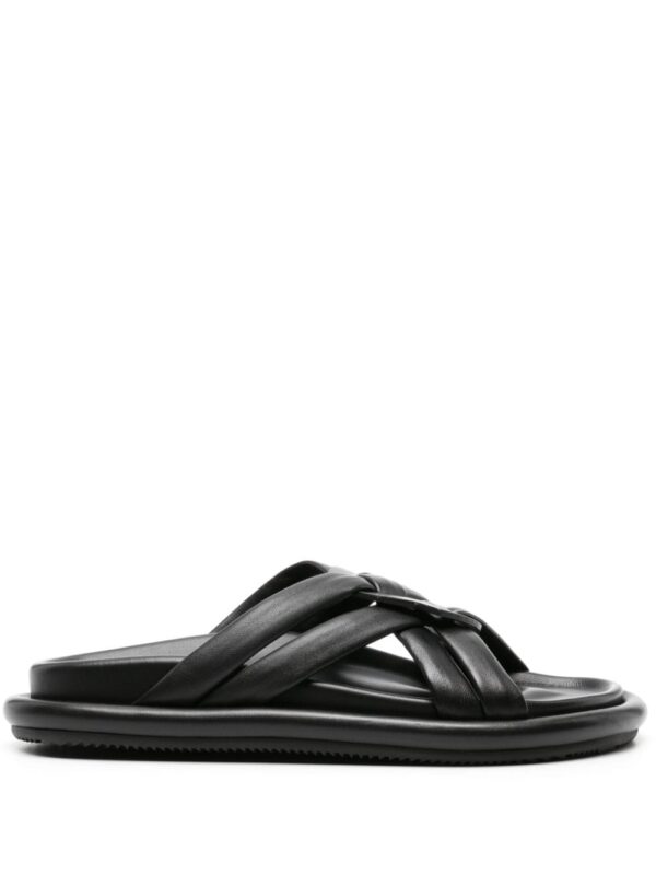 Moncler Bell crossover-strap leather slides
