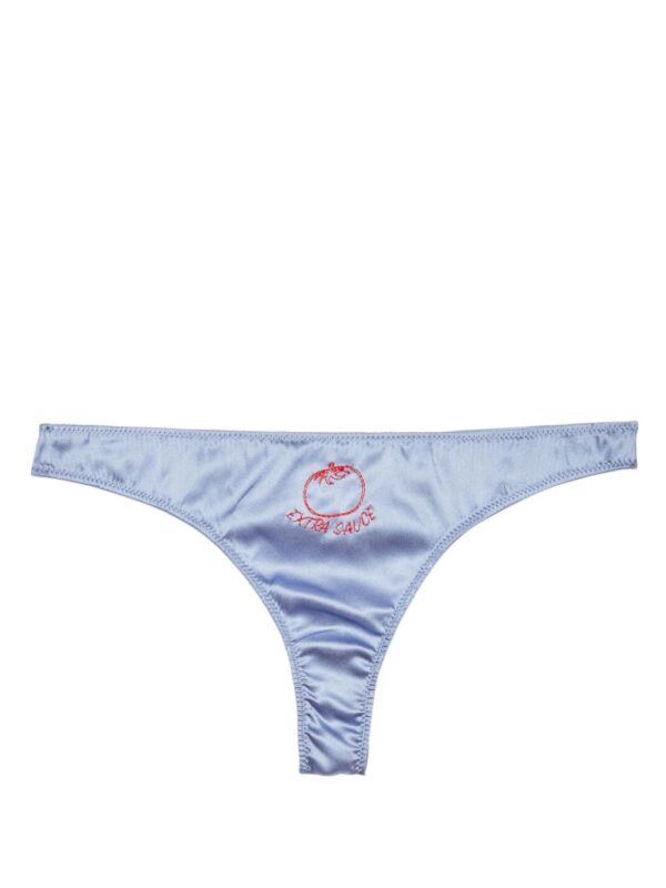 Fleur Du Mal  logo-print silk thong