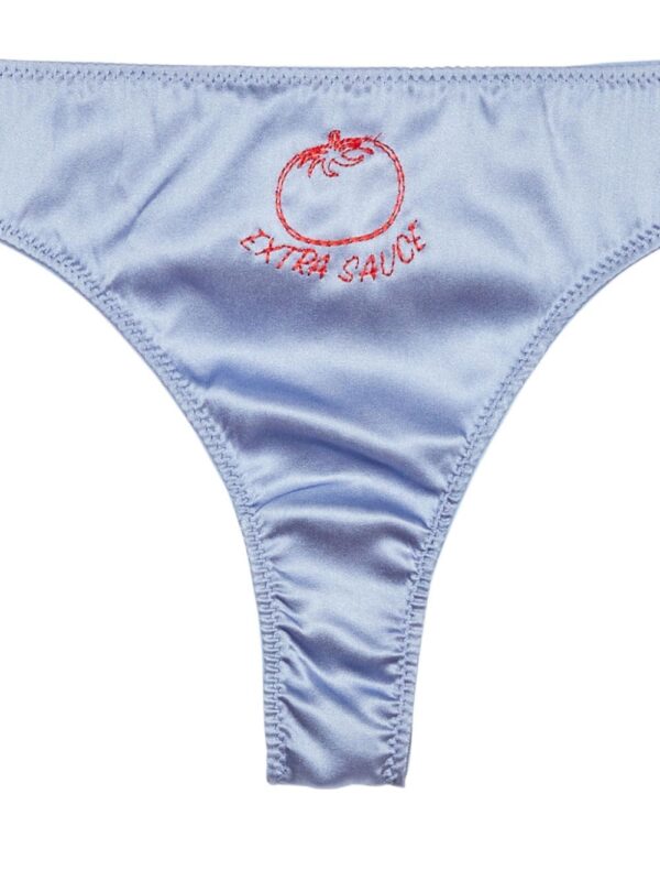 Fleur Du Mal  logo-print silk thong - Image 2