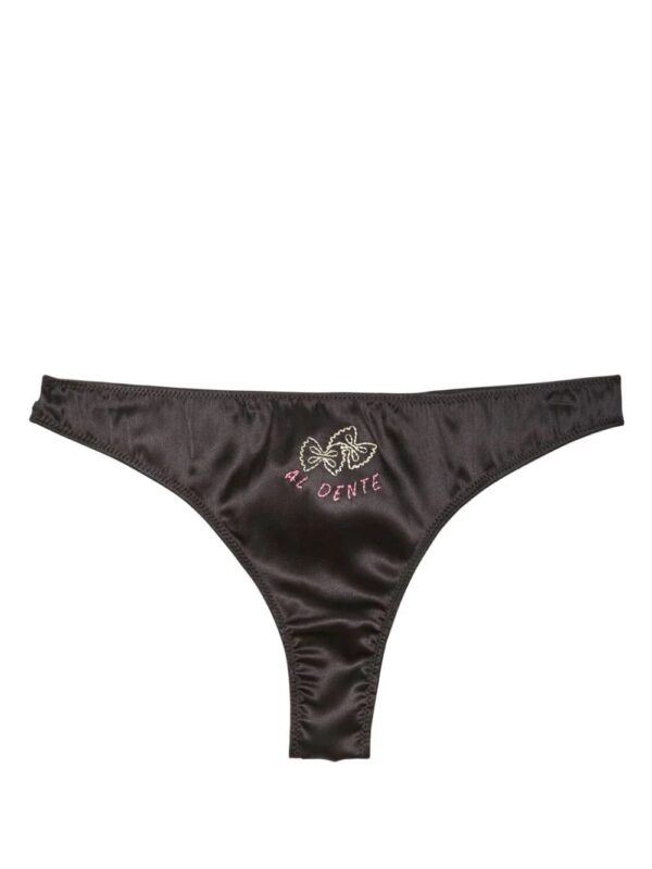 Fleur Du Mal  logo-print silk thong
