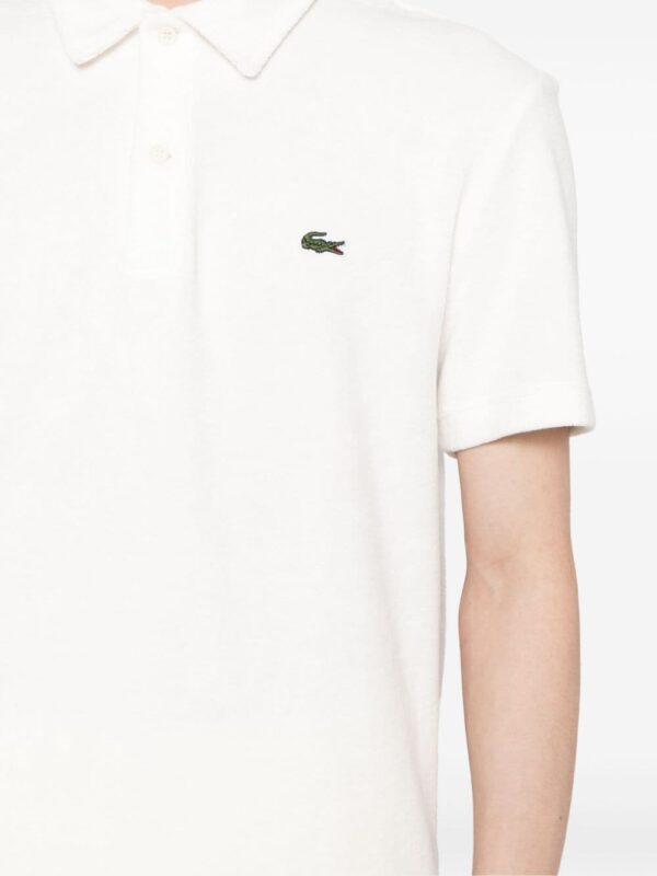 Lacoste logo-appliqué velvet polo shirt - Image 5